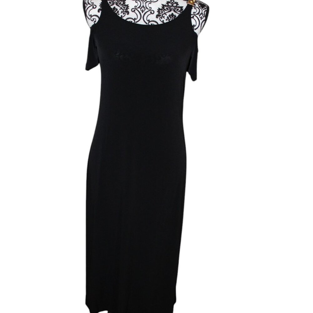 Michael Kors Dress Black Off Shoulders Gold Chain Shoulder Straps Size XS NWT